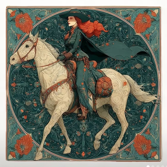 kristine’s closet Accessories - White Horse Western Cowgirl Horse Print Square Scarf